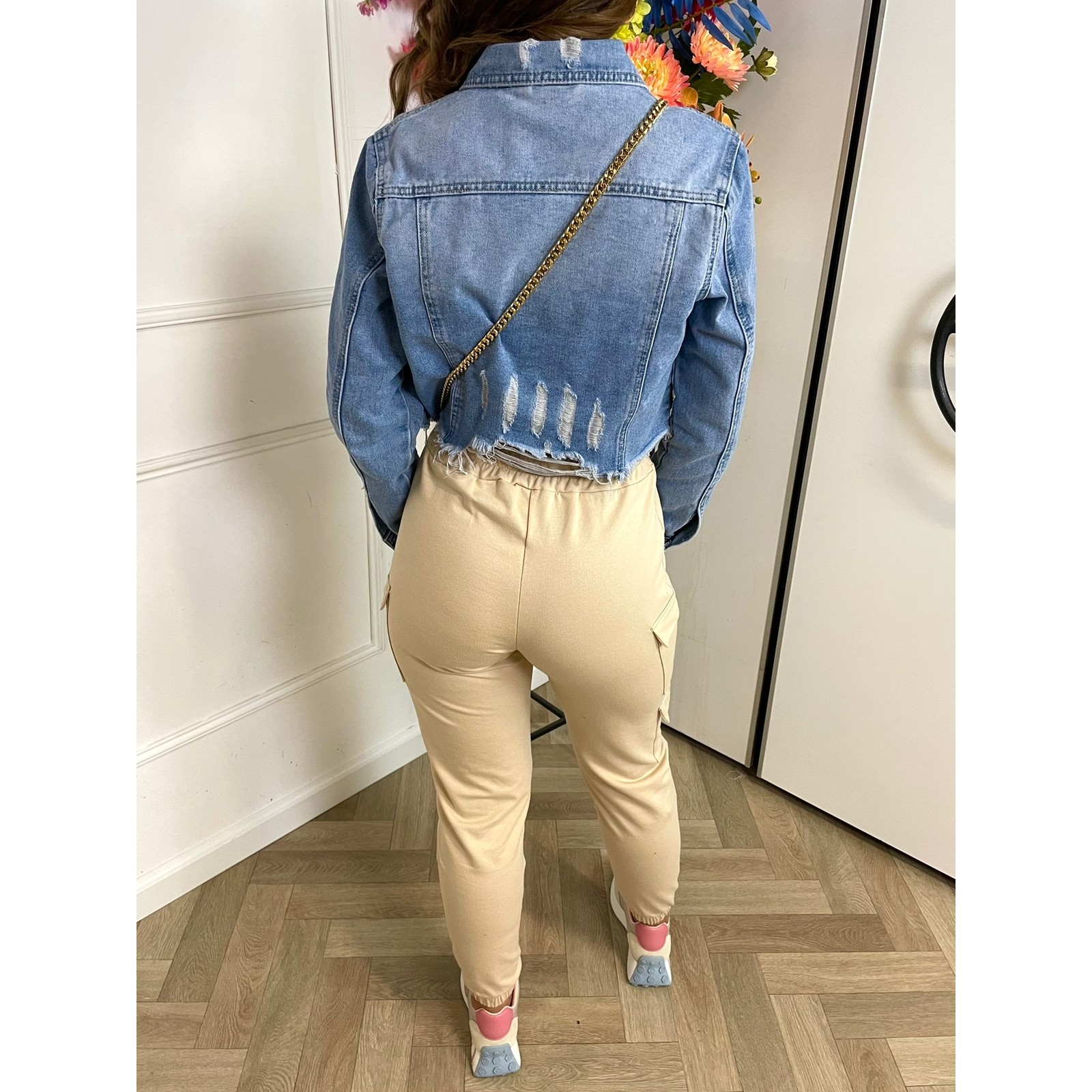 Jeans Jacket Ripped Light Blue M303