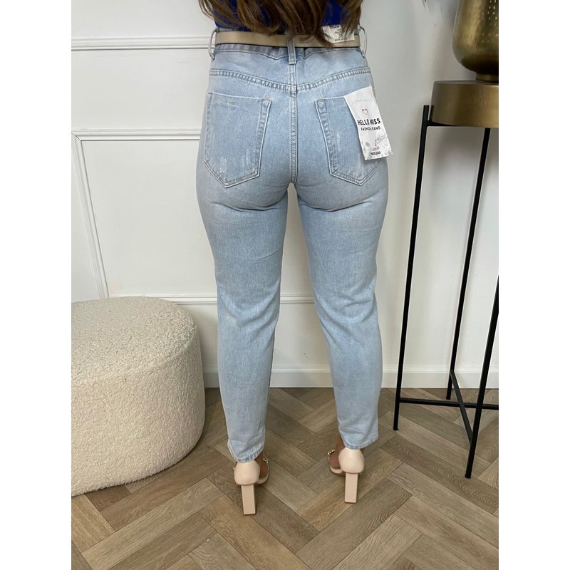 Mom Jeans Ripped Hello Miss Light Blue ZB301-1