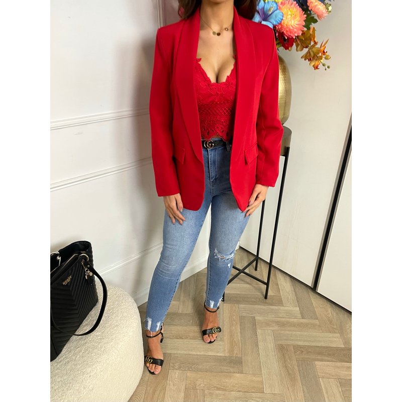 Basic Blazer Long Sleeve Red