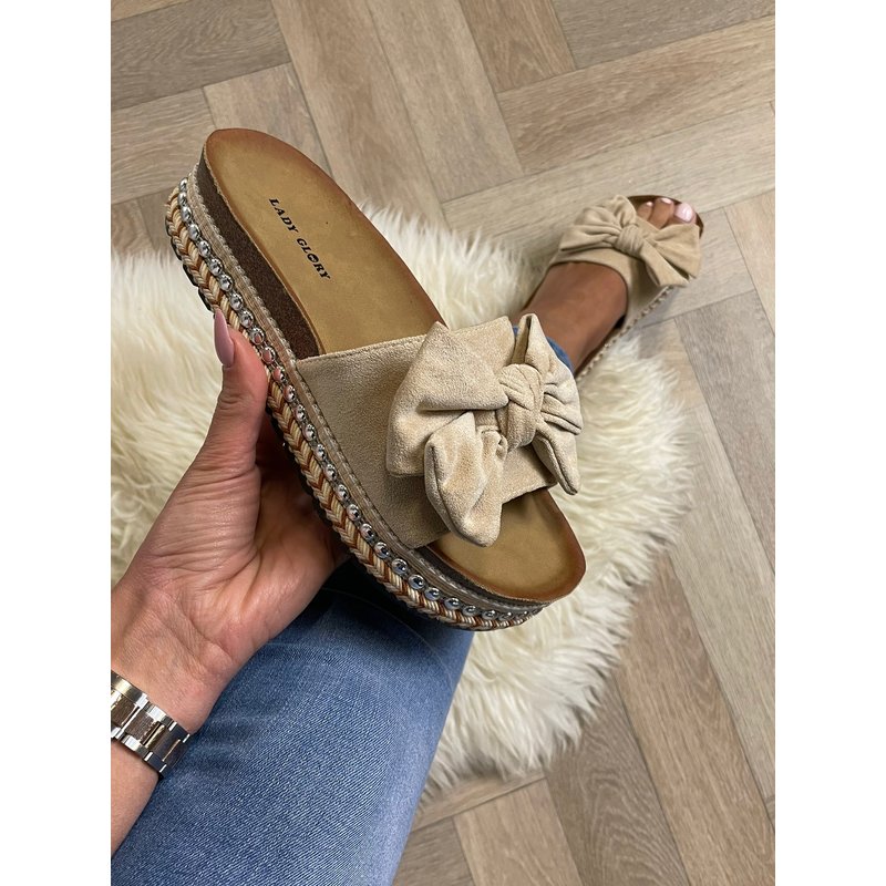 Slippers With Bow Beige BL430 ( Web only )