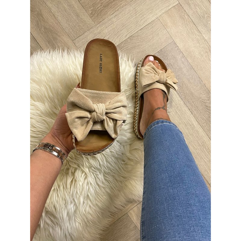 Slippers With Bow Beige BL430 ( Web only )
