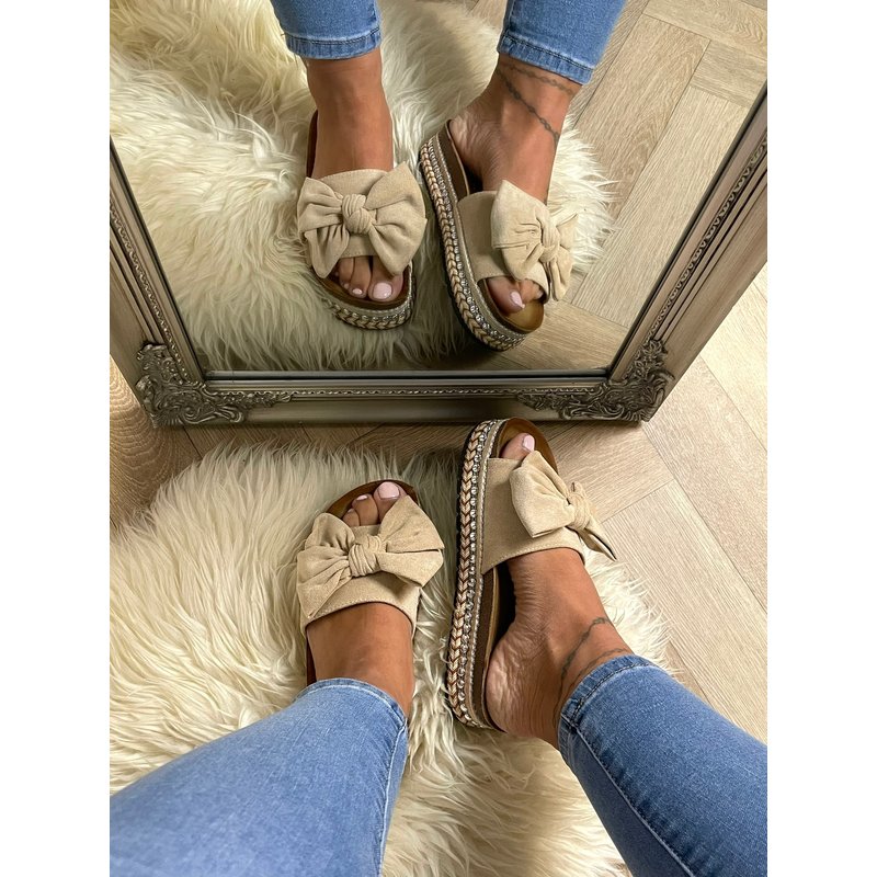 Slippers With Bow Beige BL430 ( Web only )