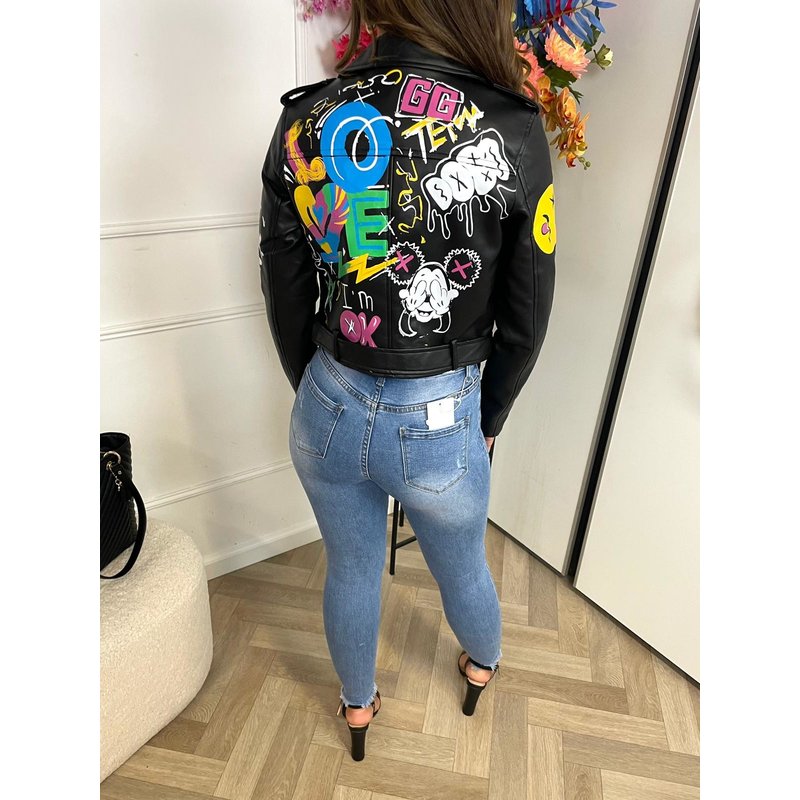 Jacket Graffiti Leder Black S6631 (WEB ONLY)