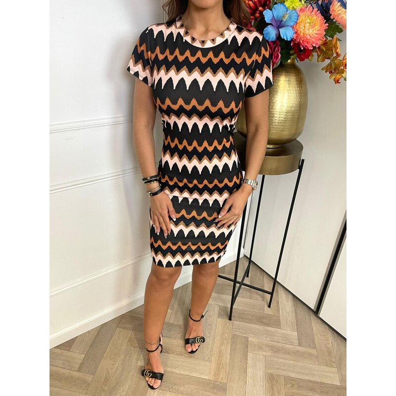 Dress Zigzag Colors Black Brown