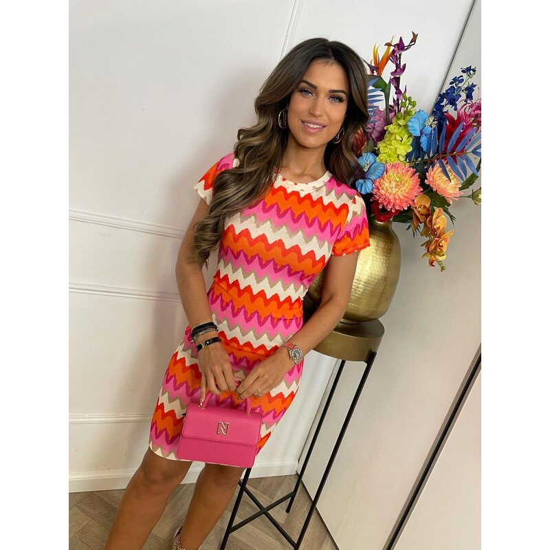 Dress Zigzag Colors Pink Orange