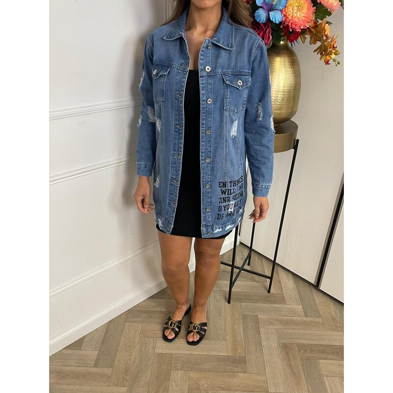 Denim Jacket Long With Heart M229