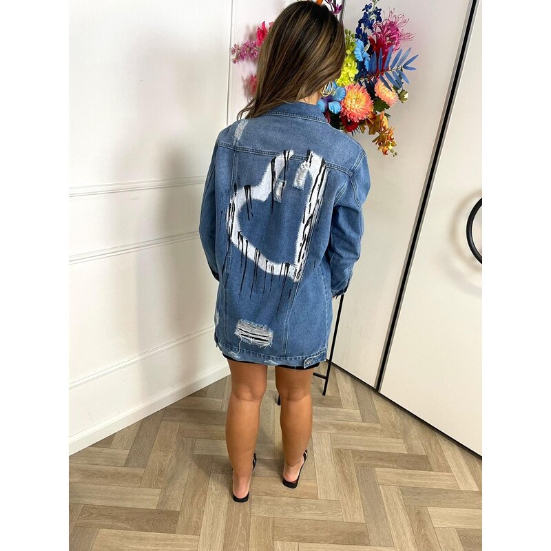 Denim Jacket Long With Heart M229