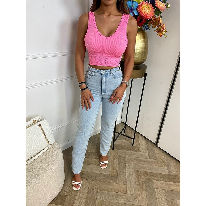 Topje Full Diamonds Pink 8222 (WEB ONLY)