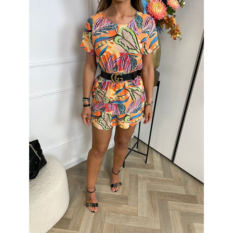 Dress Flower Ruffle Orange