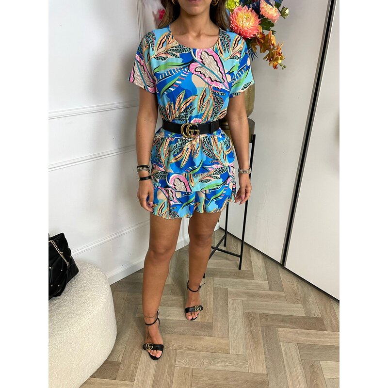 Dress Flower Ruffle Blue