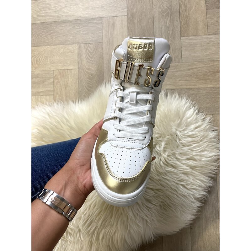 Sneakers Gold Text White Guess 497