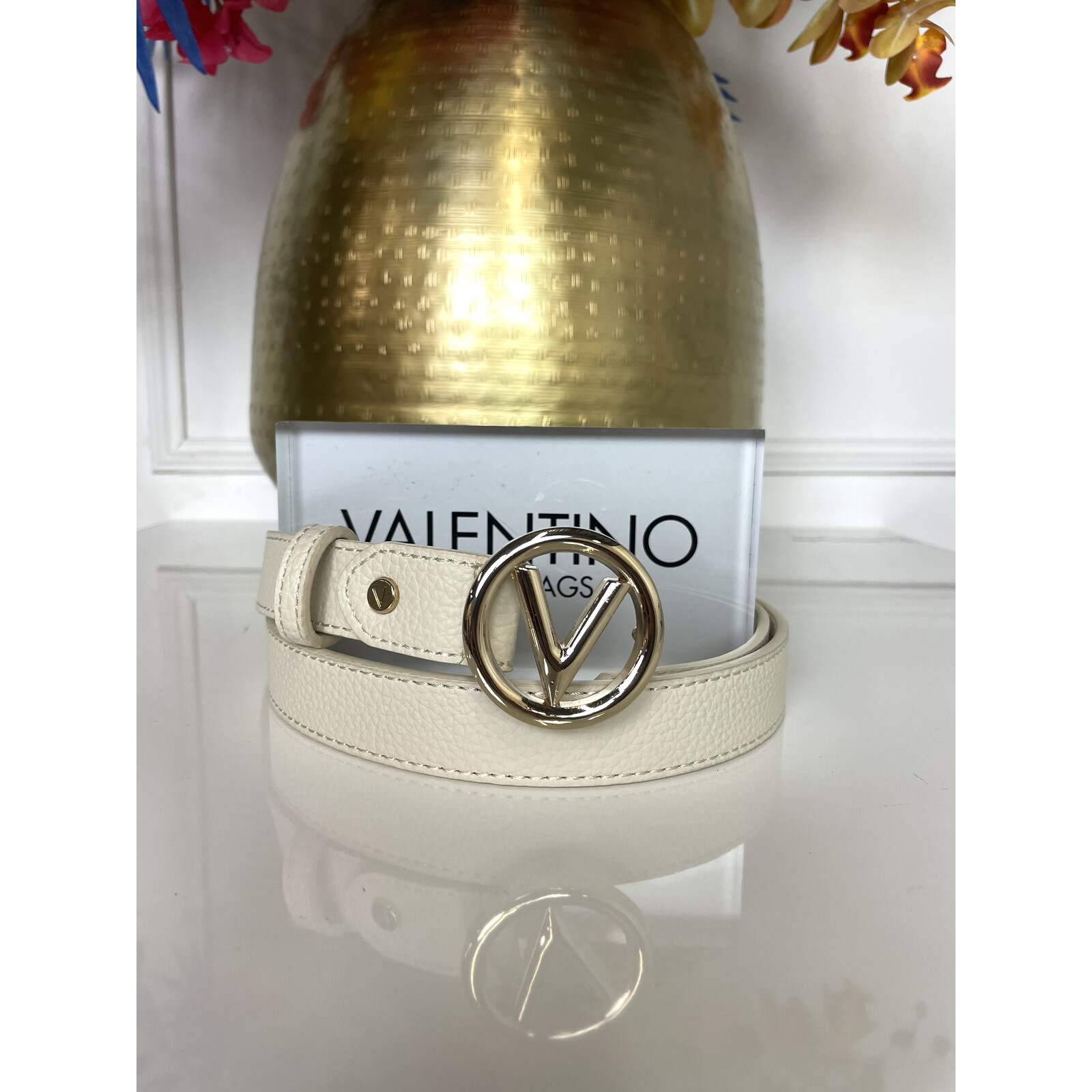 Valentino Bags Belt Round Ecru Oro Valentino