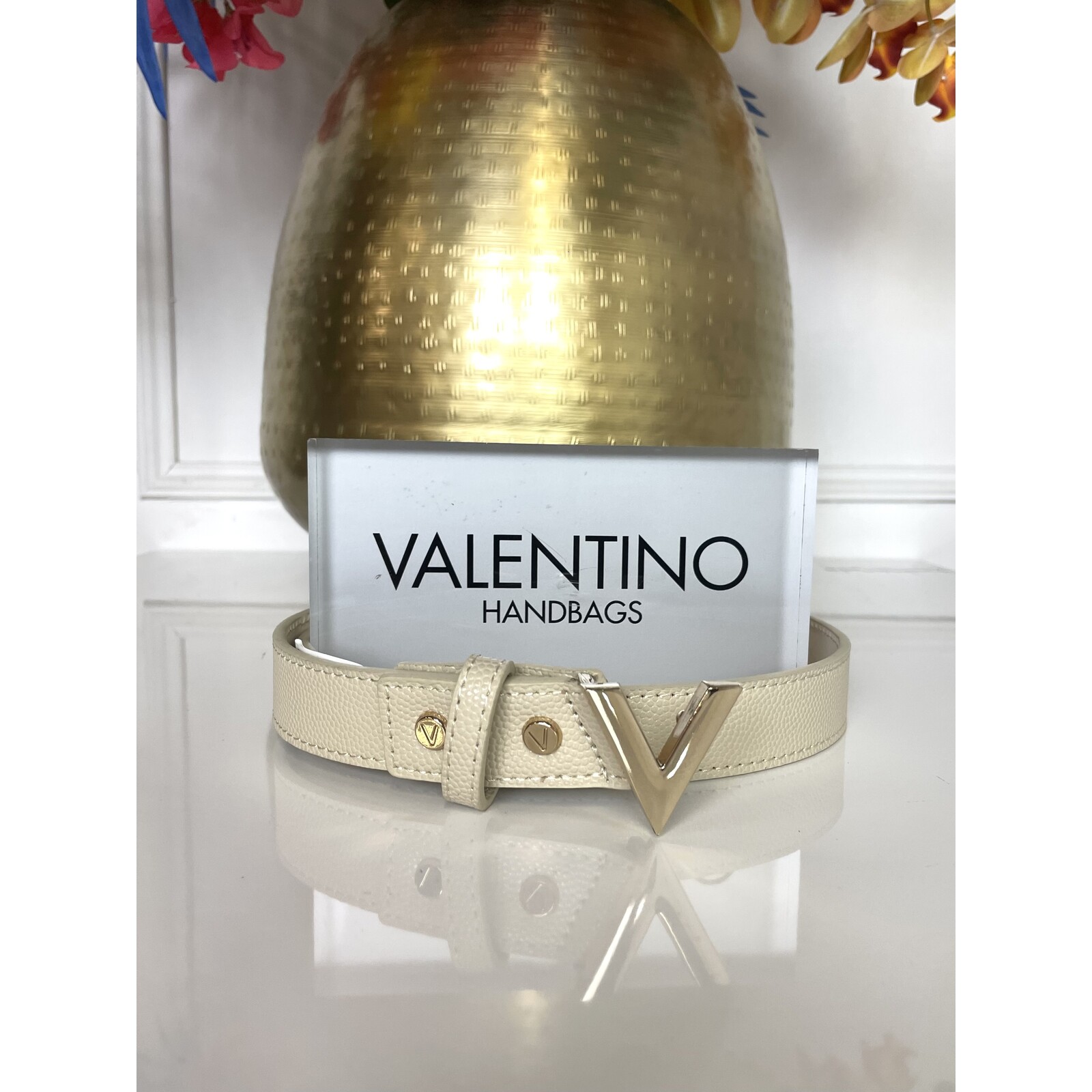 Valentino Bags Belt Divina Beige Oro Valentino