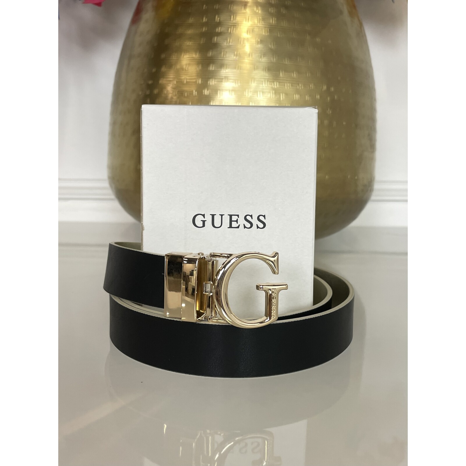 Guess 2 In 1 Belt G logo Black Gold Guess 182