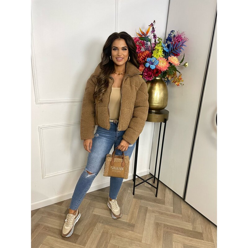 Bomber Teddy Jacket Taupe MY21058 (WEB ONLY)