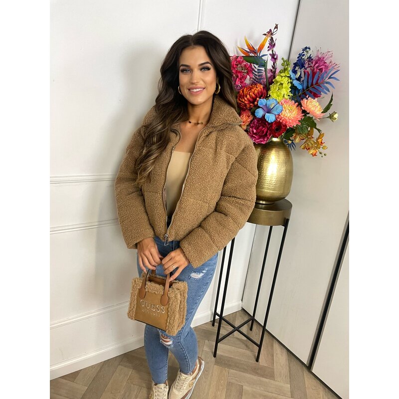 Bomber Teddy Jacket Taupe MY21058 (WEB ONLY)