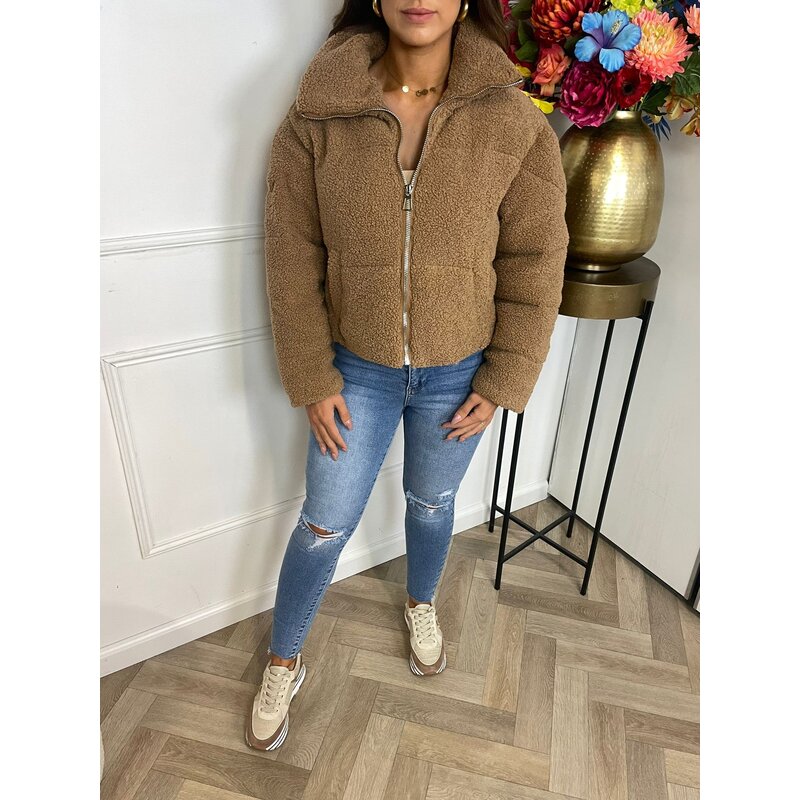 Bomber Teddy Jacket Taupe MY21058 (WEB ONLY)