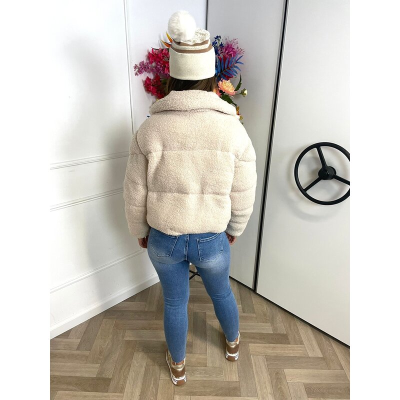 Bomber Teddy Jacket Beige MY21058 (WEB ONLY)