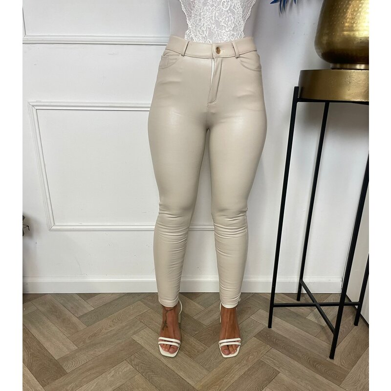 Broek Leder You & Me Beige LM3012