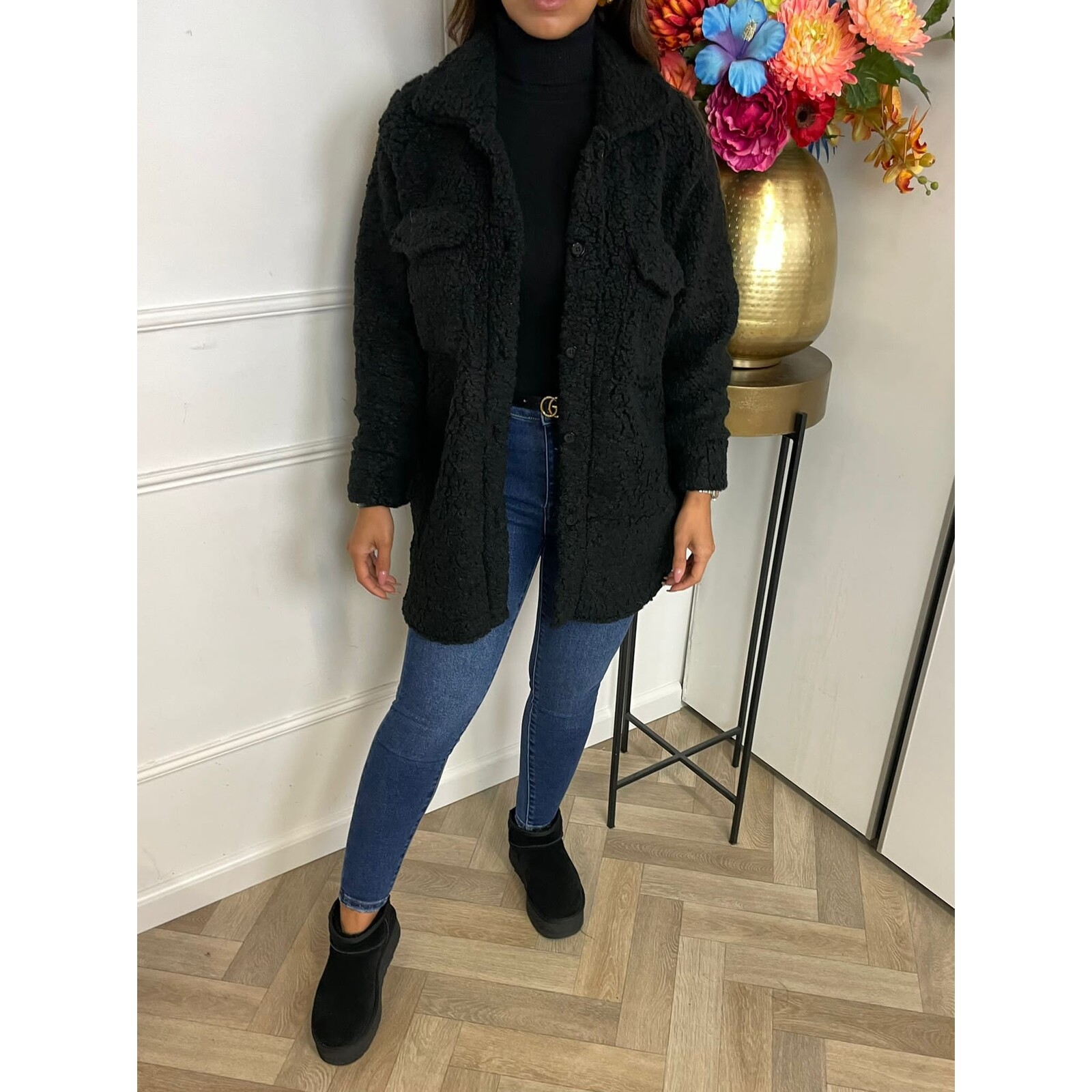 Long black teddy coat Outlet