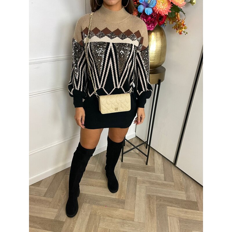 Long Sweater Pailletten Beige PM8837