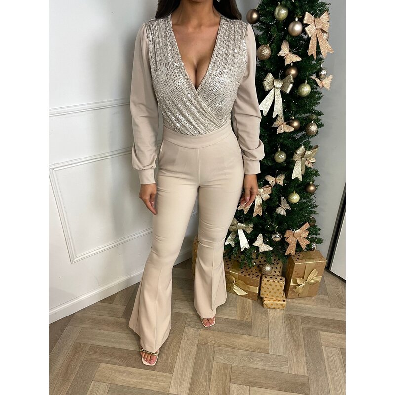 Body Pailletten Beige