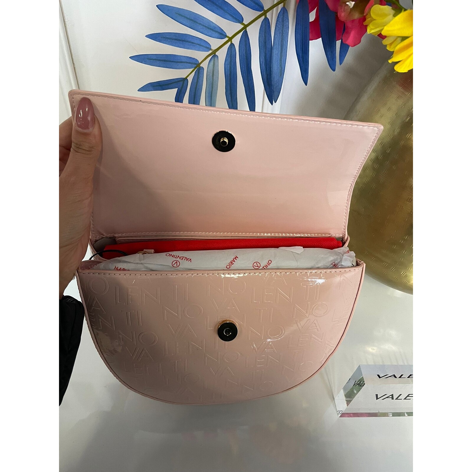 Valentino Bags Bag Bigs Lak Text Pink Valentino