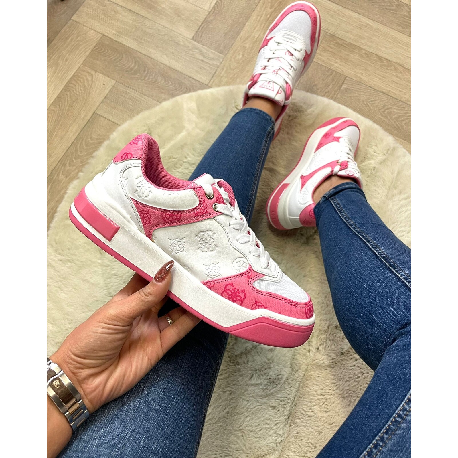 Guess Sneaker Logos Pink White Guess  652