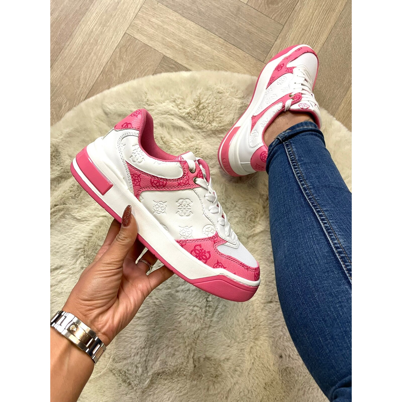 Guess Sneaker Logos Pink White Guess  652