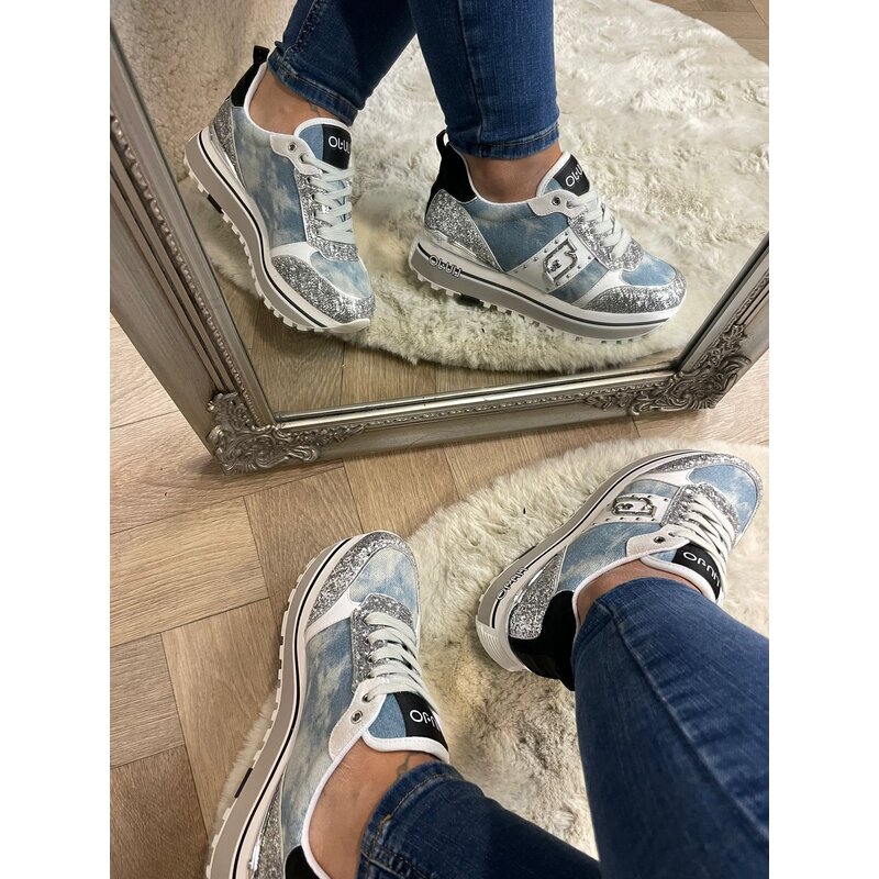 Sneaker Chloe  Denim Glitter  Silver  1316