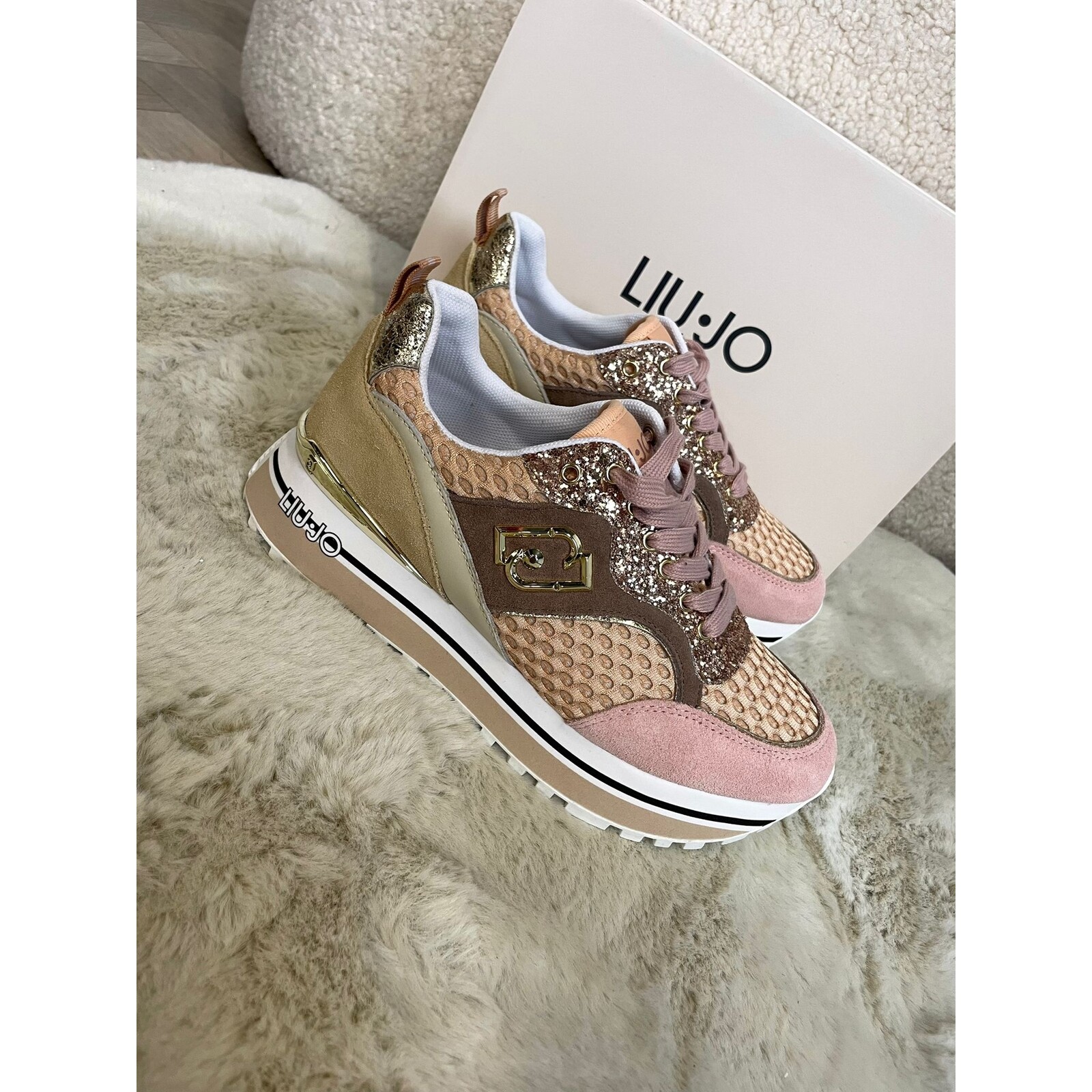 Liu-Jo Sneaker Anna  Suede Glitter  Papaya Liu Jo  1300