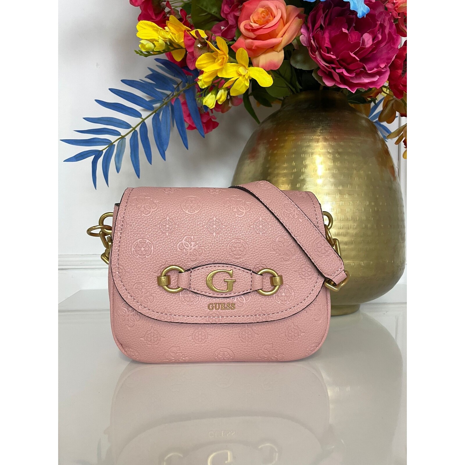 Guess Bag Izzy Leder Round Pink  Logo Guess 681