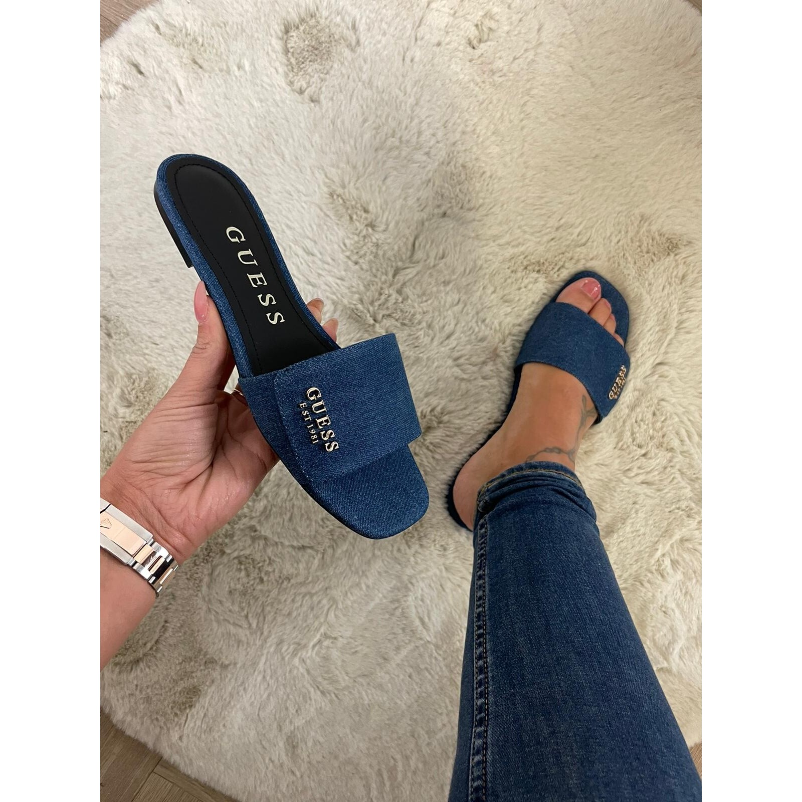 Guess Slippers Julie Denim  Blue  Guess  740