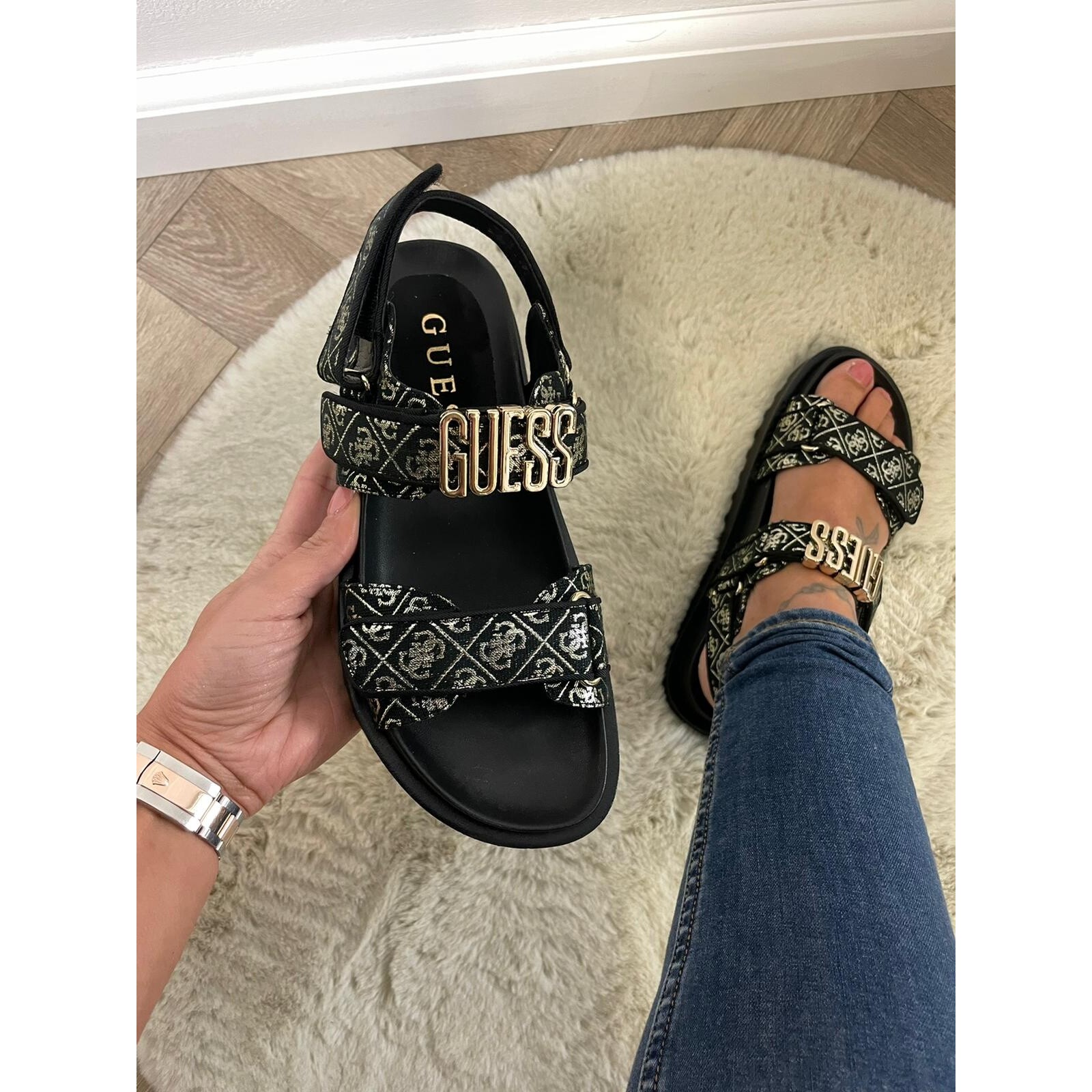 Guess Sandaal Angie All   Logo's   Black  Guess 754