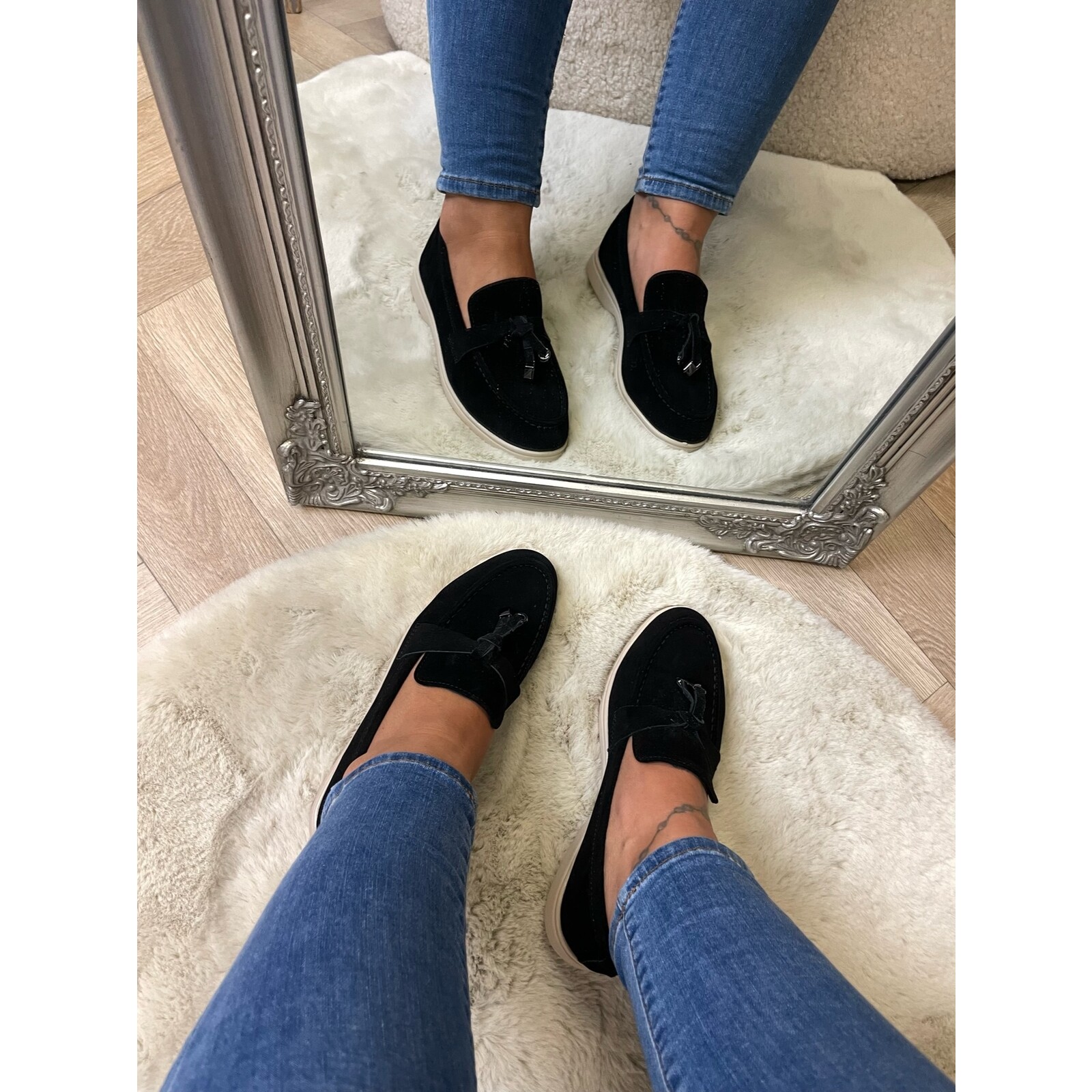 Black suede loafers deals