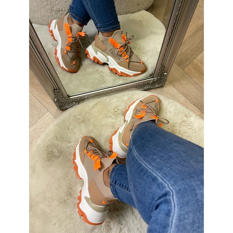 Sneakers Runny Khaki Orange  LL1849 (WEB ONLY)