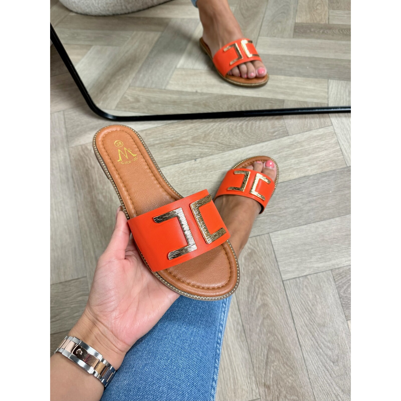 Slippers Jaley Orange with Gold TH9P-1 (WEB ONLY)