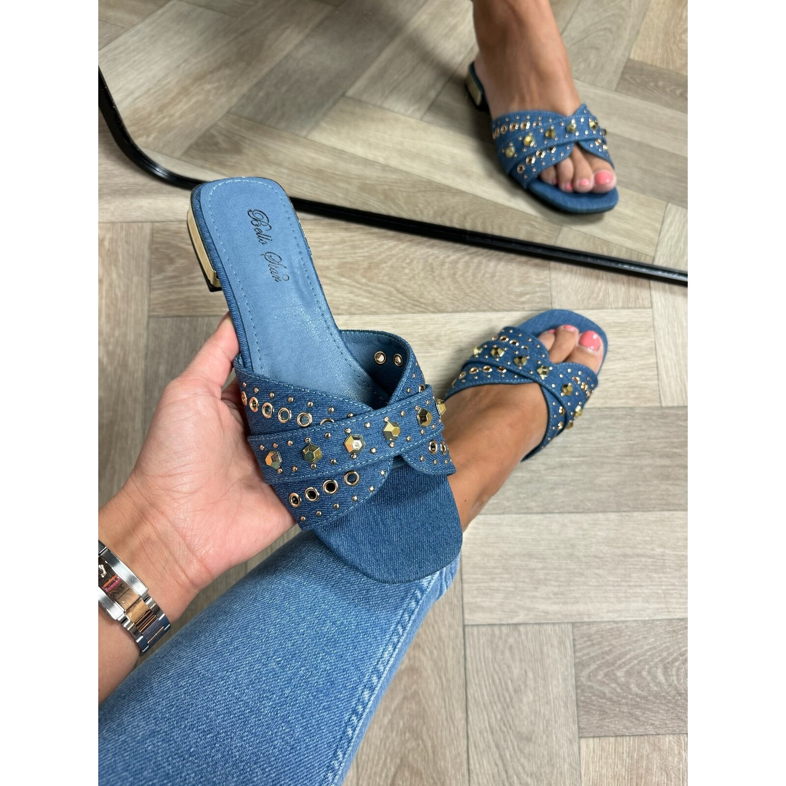 Slippers Studs  Dark Blue J1911 (WEB ONLY)