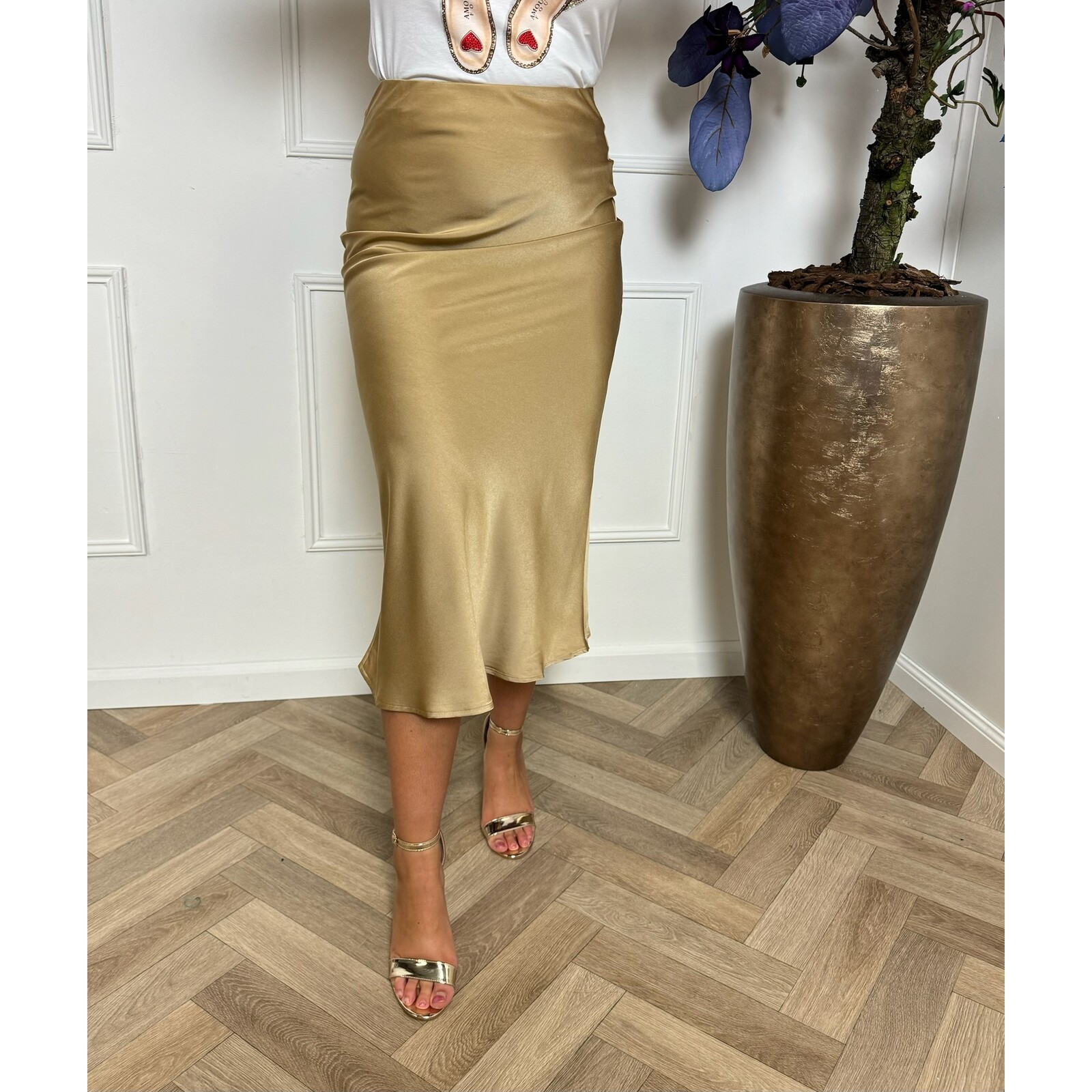 Perfect Satin Skirt Gold SD1511