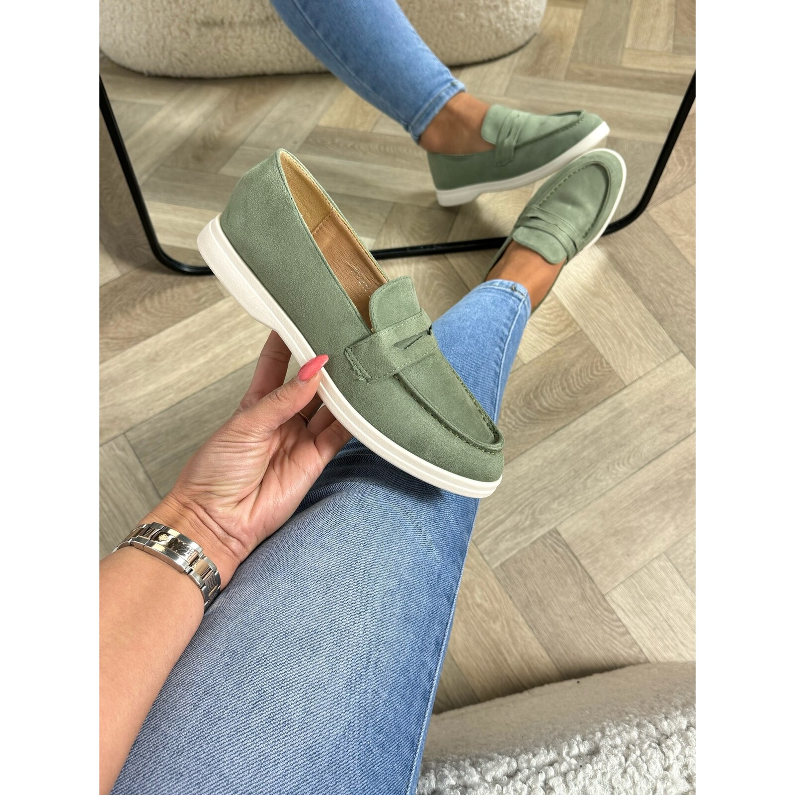 Loafers Jill Suede Green  77-519 (WEB ONLY)