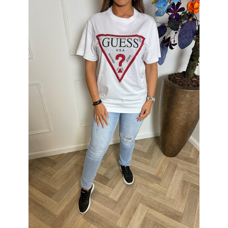 T-shirt Shiny Triangle White Guess 992