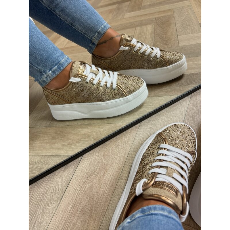 Sneakers Logo Glitter Beige Guess 128
