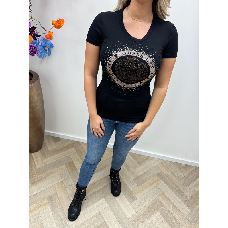 T-shirt Peony Logo Black Guess 282