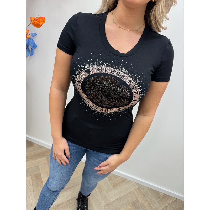 T-shirt Peony Logo Black Guess 282