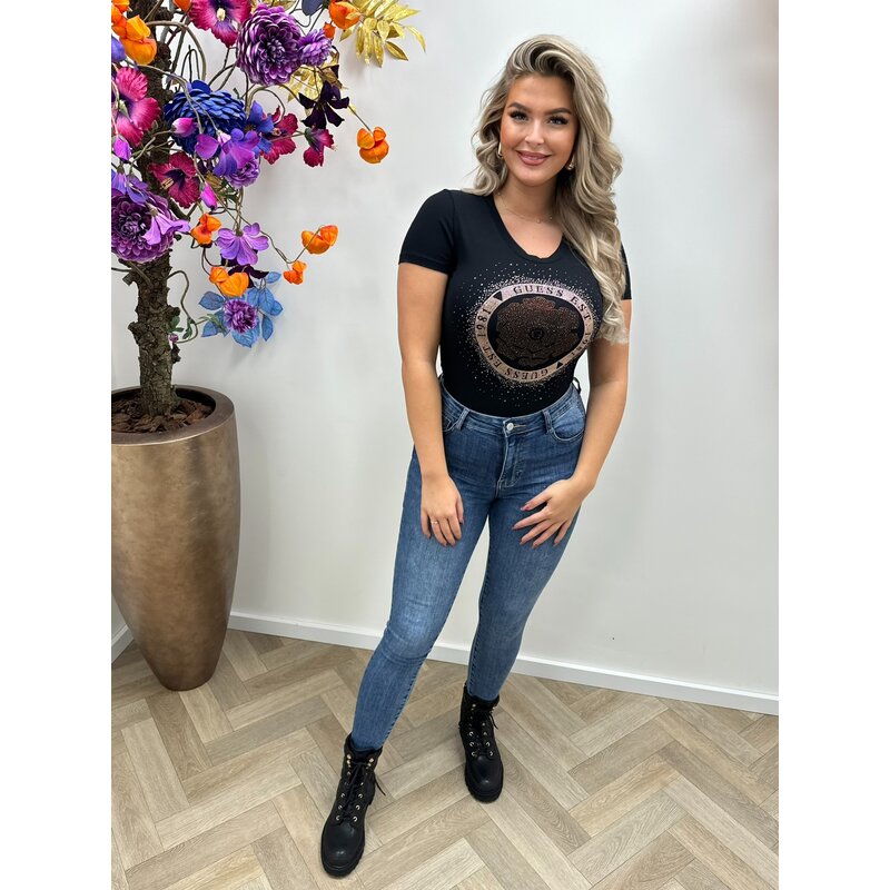 T-shirt Peony Logo Black Guess 282