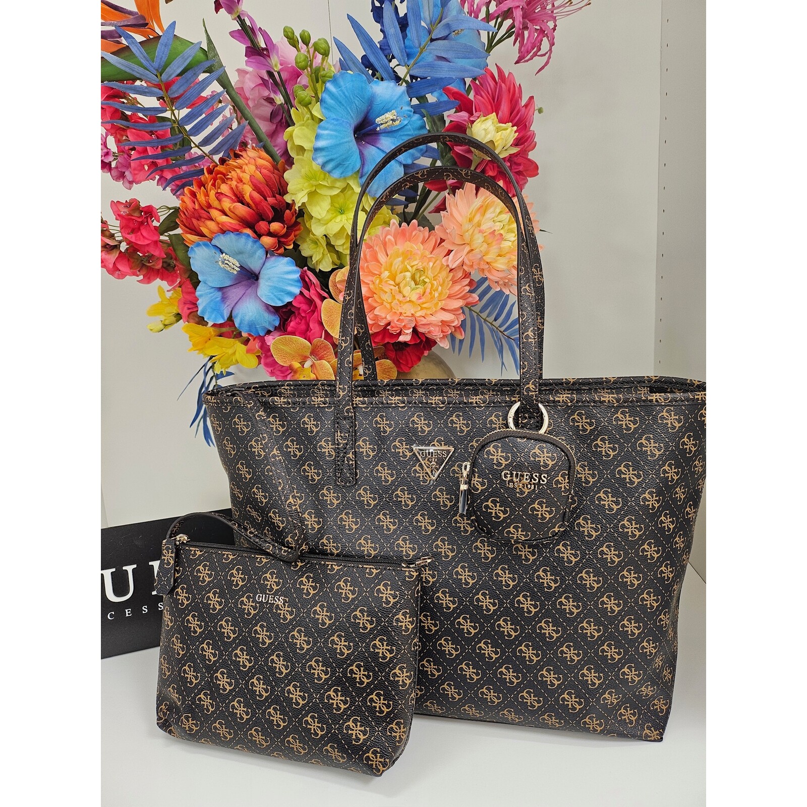 Guess Big Bag Power Play Logo Brown Guess 325