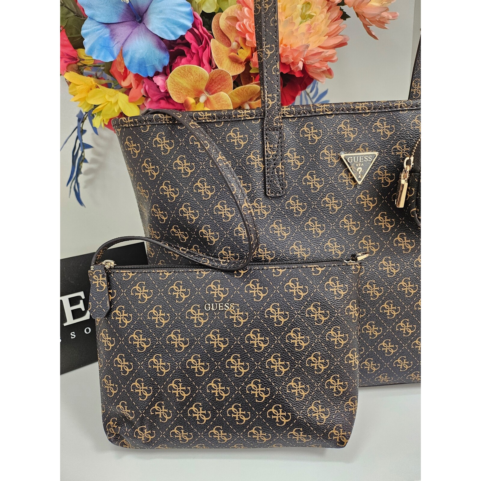 Guess Big Bag Power Play Logo Brown Guess 325