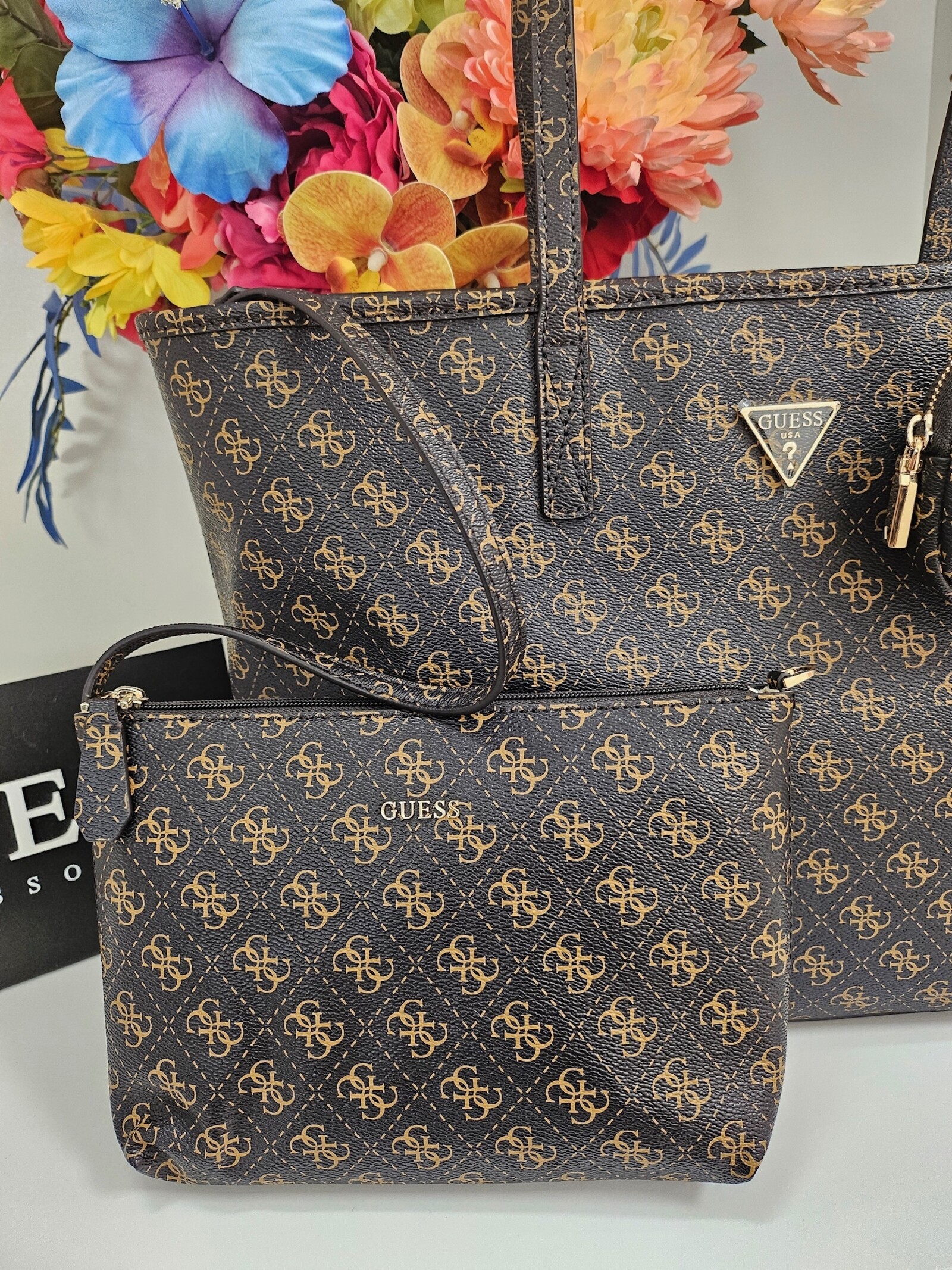 Guess Big Bag Power Play Logo Brown Guess 325