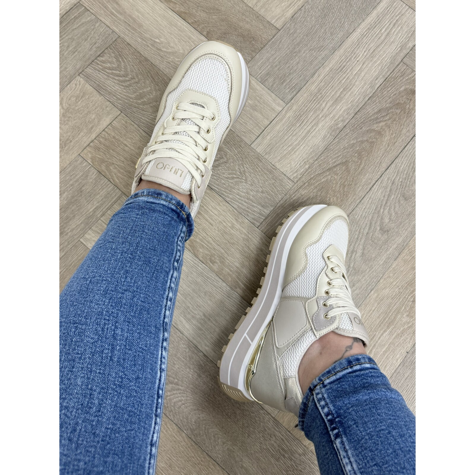 Liu-Jo Sneakers Maxi Wonder Calf Leather Mesh Laminated Ivory Liu Jo 1606