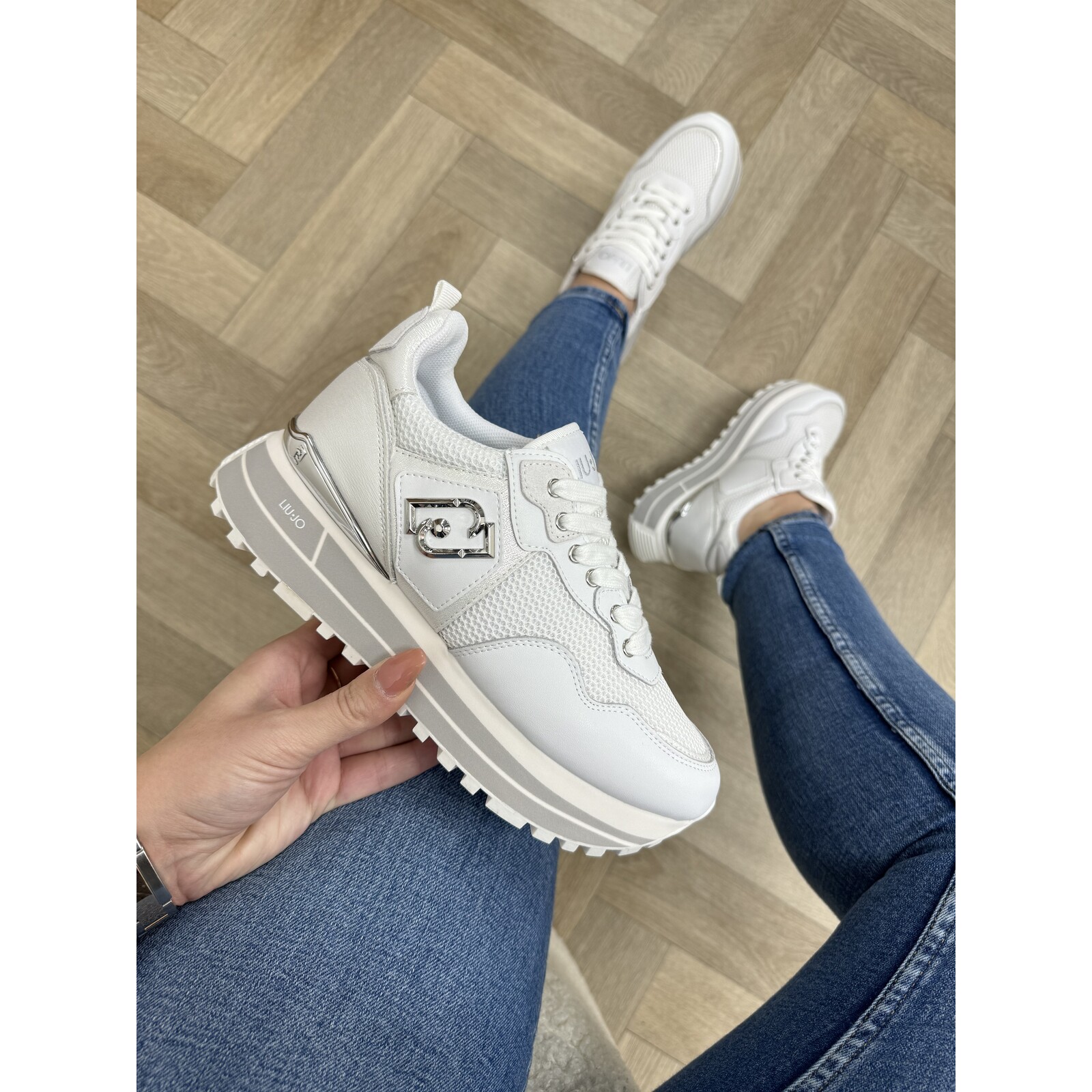 Liu-Jo Sneakers  Maxi Wonder Calf Leather Mesh Laminated White Liu Jo 1604